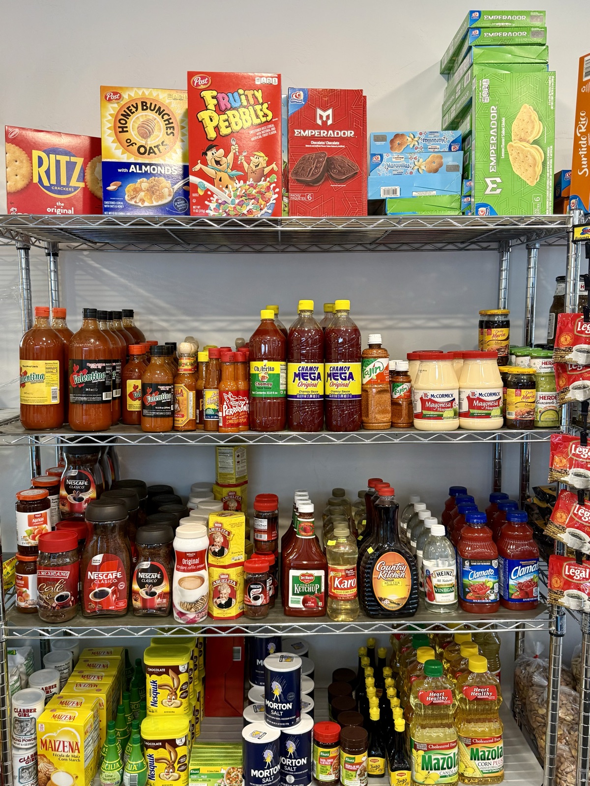 Shelves of Mexican pantry staples
